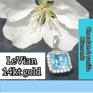 LeVian 14K aquamarine/diamonds vanilla gold pendant